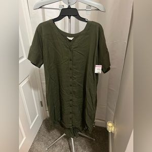 Caslon Olive Green Billow Back Short Sleeve Shirtdress Size Small (4-6) …